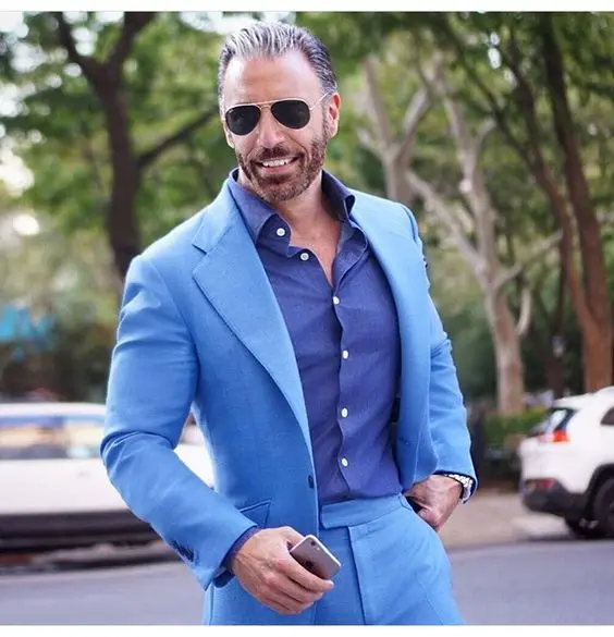 Индивидуальный светильник-голубой костюм 2020 мужской смокинг для жениха