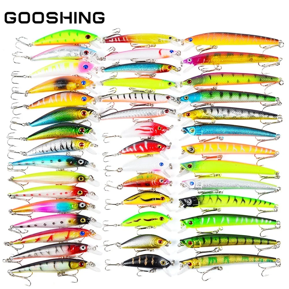 

Набор рыболовных приманок GOOSHING 43 шт./компл., жесткая приманка, гольян, кренкбейт, плавающие воблеры, искусственные бионические приманки для ...