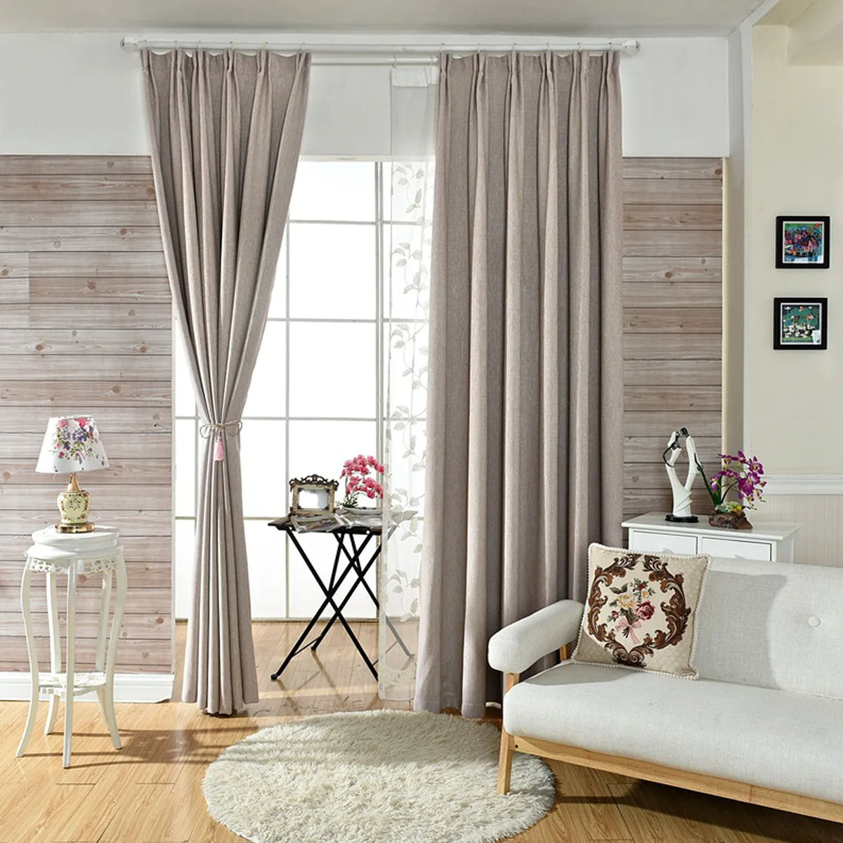 Простая и современная затеняющая плотная однотонная штора из саржи с надписью