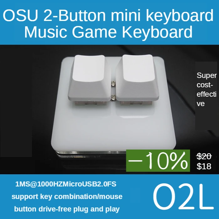 

O2L OSU Mini Keyboard 1000hz 2 Programmable Mechanical Key Touch Wheel Axle Tester Gaming Keypad Cheery Mx Red Switch Music Game
