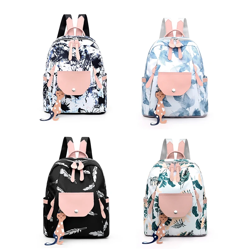 2019 Модный водонепроницаемый нейлоновый женский рюкзак с цветочным принтом
