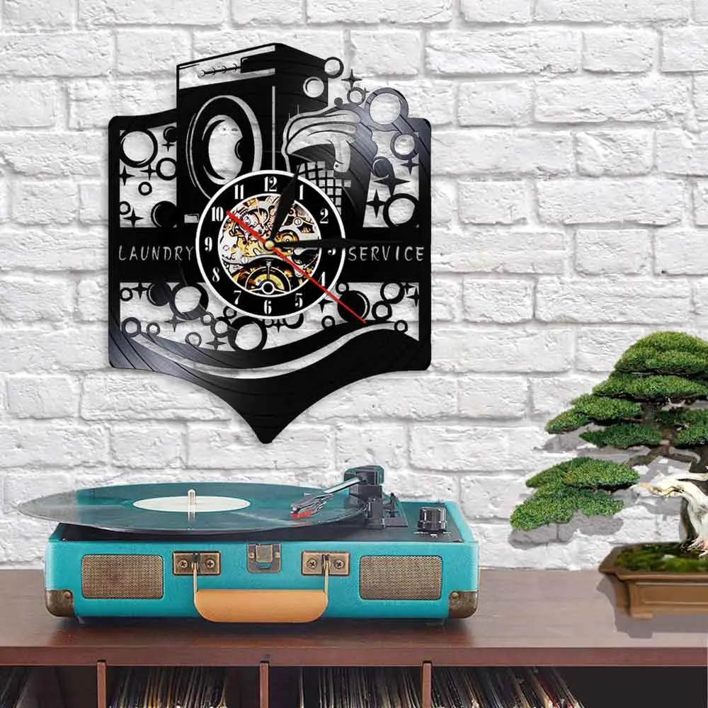 Стирка для бизнеса Настенный декор виниловая запись настенные часы современный