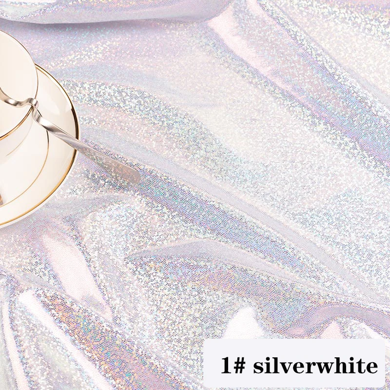 silver white 160X100 см стрейч танцевальная сцена блестящая ткань Африканский Tissus лоскутное Тюль Свадебные вечерние украшения марлевая ткань - Цвет: silver white