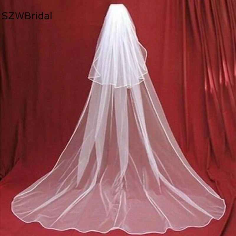

New Arrival White Ivory Two layer Bridal veil long 2023 Boda Velo de novia wedding veils Wedding accessories velo de novia