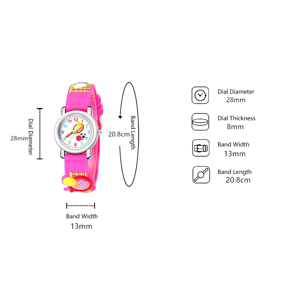 

Tennis Sports Pattern Relief Student Children Gift Cute Plastic Quartz Watch