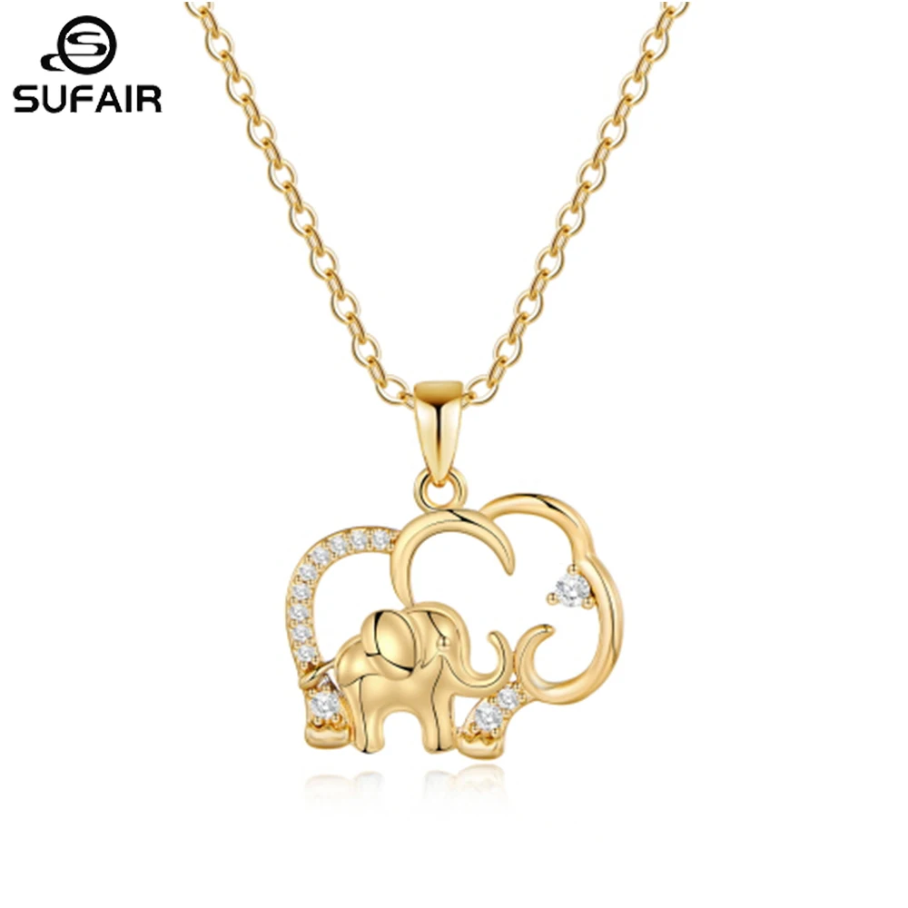 

Sufair 14K Gold Plated Cubic Zirconia Elephant Pendant Necklace for Women Girls Mother Day Valentine Luck Elephant Jewelry Gift