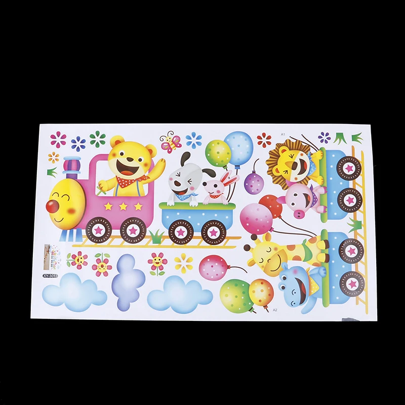 

Животные DIY настенный стикер с поездом для детской комнаты, детский домашний декор настенная роспись