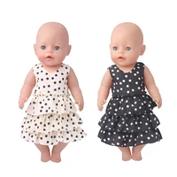 43 cm baby dolls clothes fashionable black polka dot dress cake baby toys skirt fit american 18 inch girls doll f896
