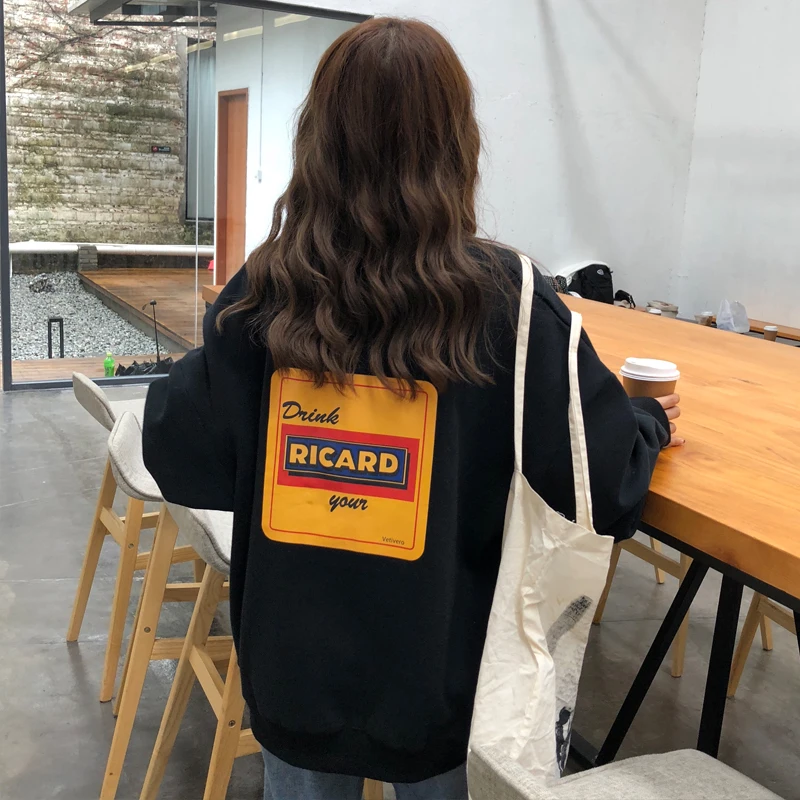 

Sweatshirt Women Autumn and Winter Womens Clothing Japanese-style Plus Velvet Korean-style Loose-Fit Laziness-Style Fashion