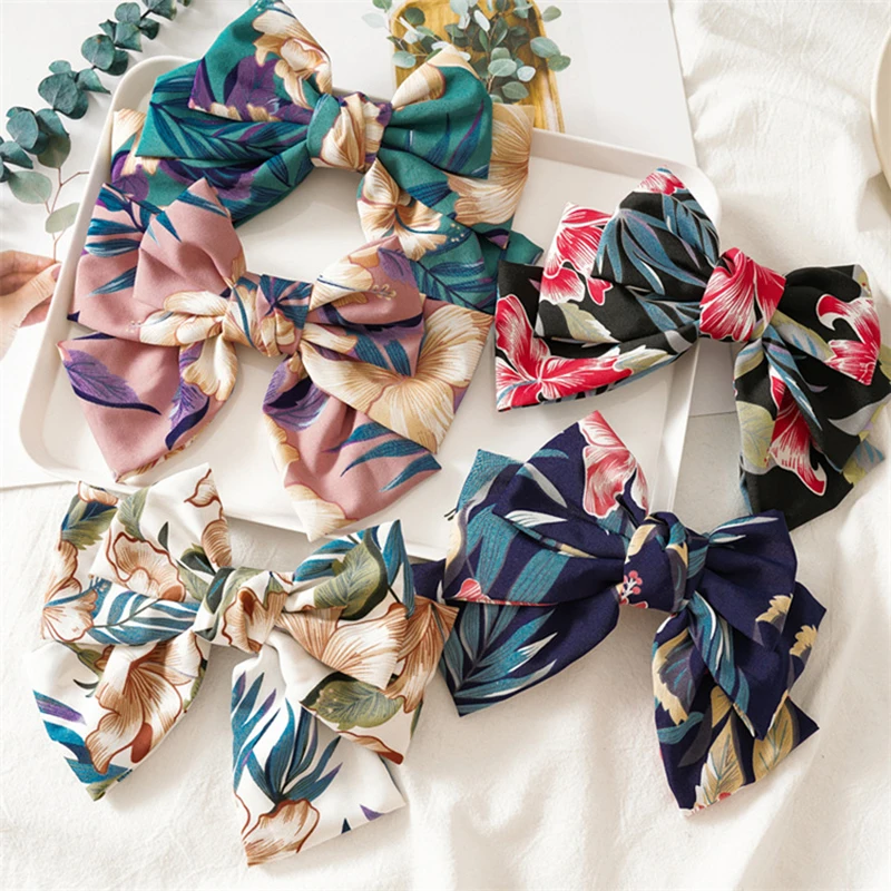 Горячая Распродажа большой бант для волос девочек сломанный цветок 3 слоя