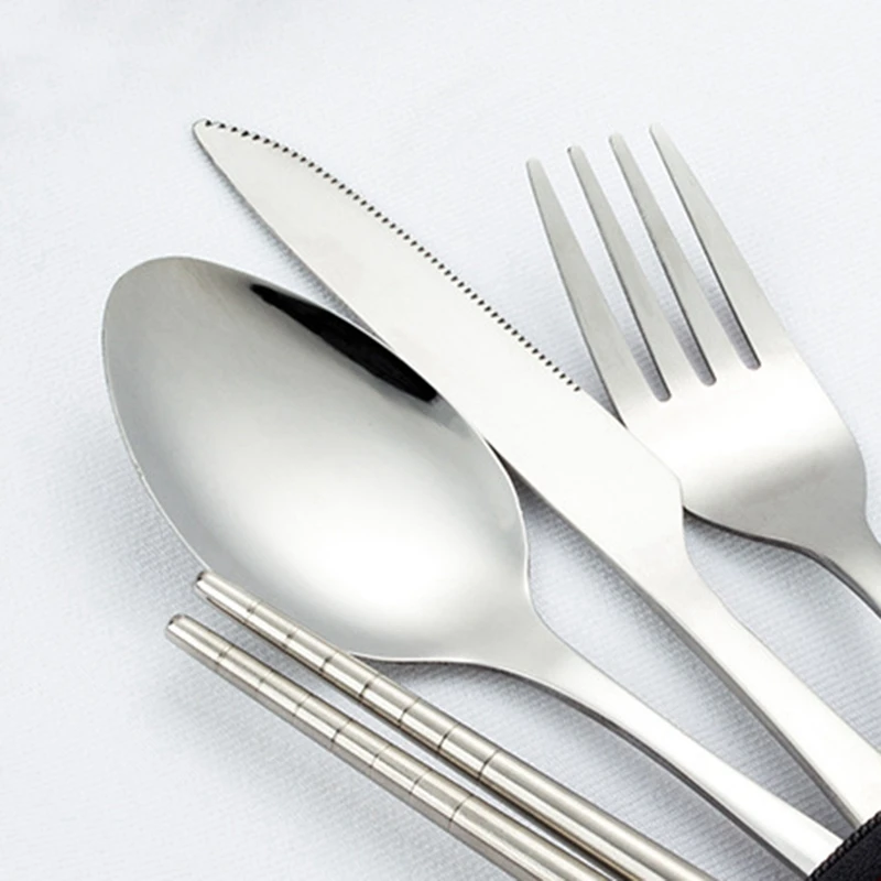 4 шт./компл. вилки из нержавеющей стали ложки палочки для еды походная посуда
