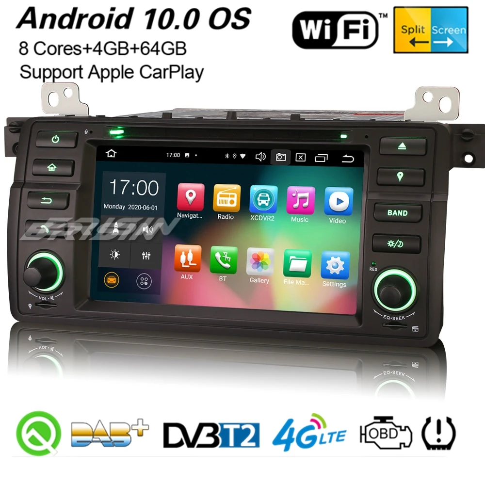 Erisin 8162 8 ядерный Android 10 0 CarPlay автомобильный стерео DAB + Navi Wi-Fi BT OBD2 Canbus DSP GPS для BMW 3er E46