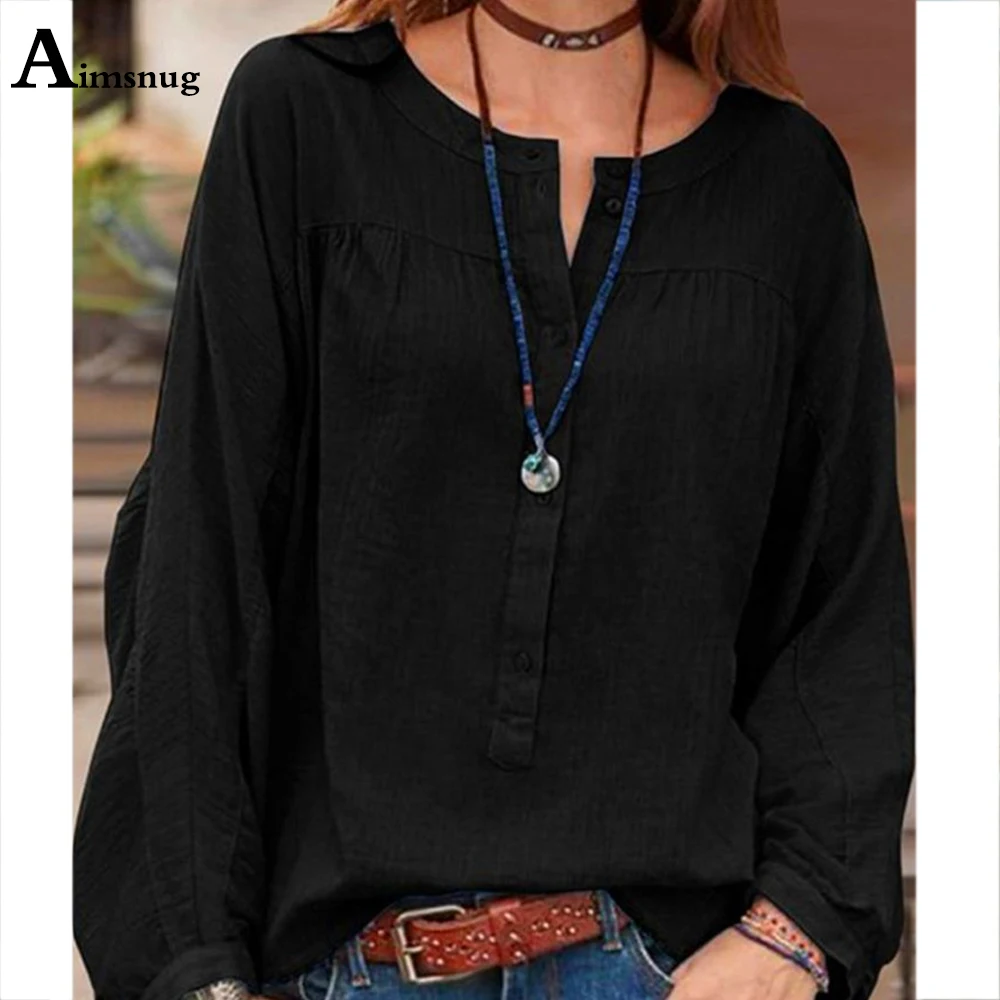 

2021 Summer New Patchwork Buttons Tops Women Long Sleeve Ladies T-Shirt Casual Pullovers Female Loose Tees Shirt Plus Size S-5XL