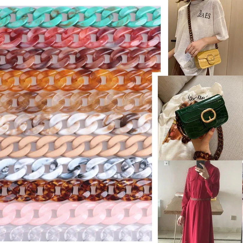 2021 New Acrylic Resin Chain Bag Strap for Handbags Women Gold Purse Chains for Plastic Bags Accessories Acrylic 60/120cm Chain
