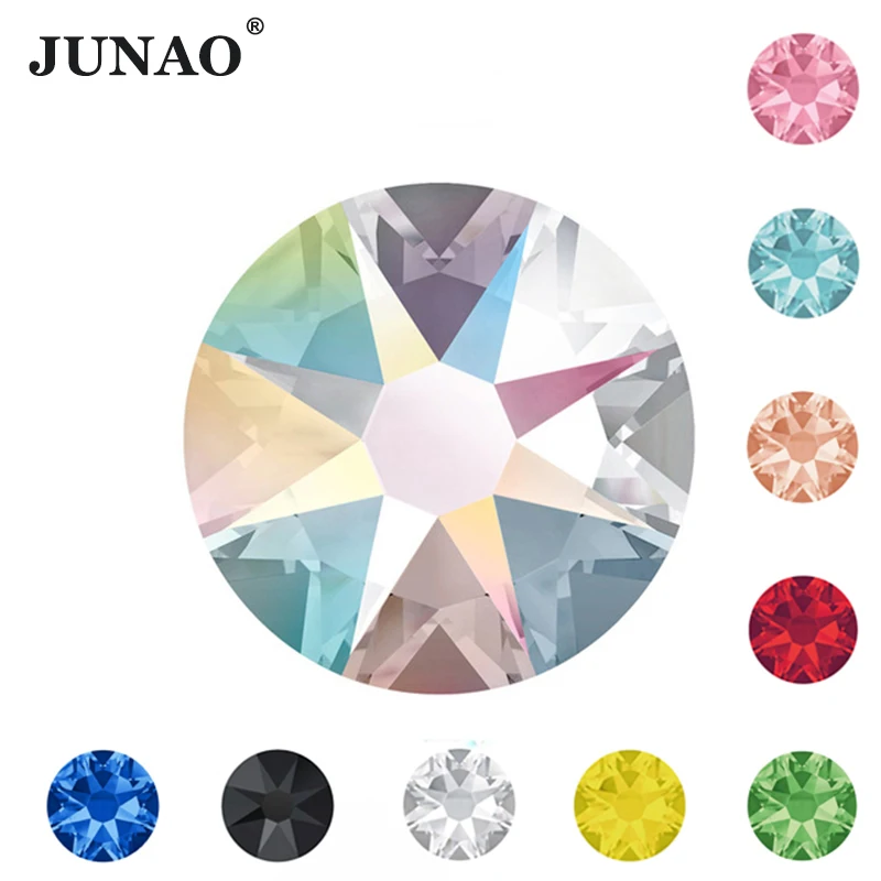 

JUNAO 16 Cut Facets SS10 SS16 SS20 SS30 Top Quality 2088 Glass Flatback Rhinestone Non Hot Fix AB Crystal Stone Nail Strass Gems