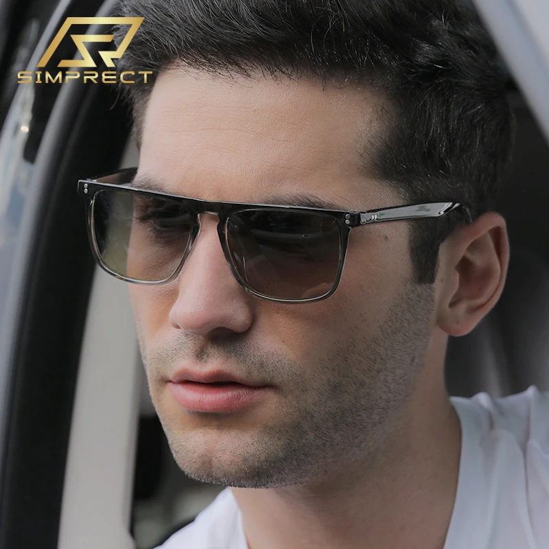 Мужские поляризационные солнцезащитные очки SIMPRECT квадратные Винтажные