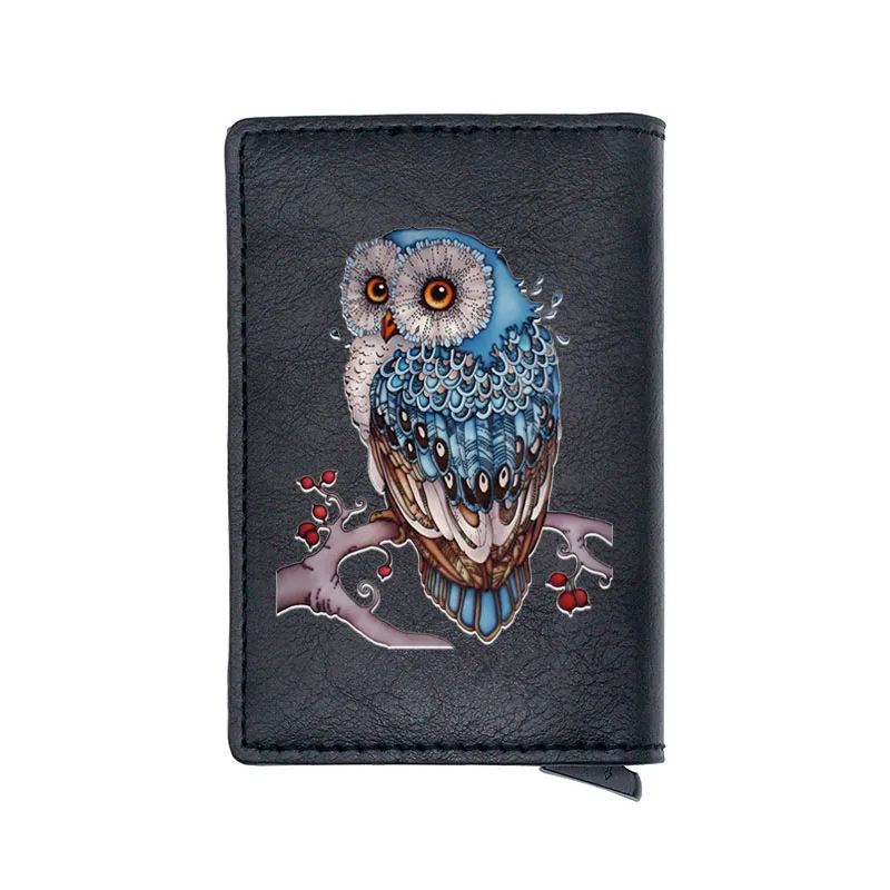 

New Arrival Cute Owl Design Brown Fashion Digital Printing Card Holder Wallet Men Women Casual Leather Short Mini Money Bag Gift