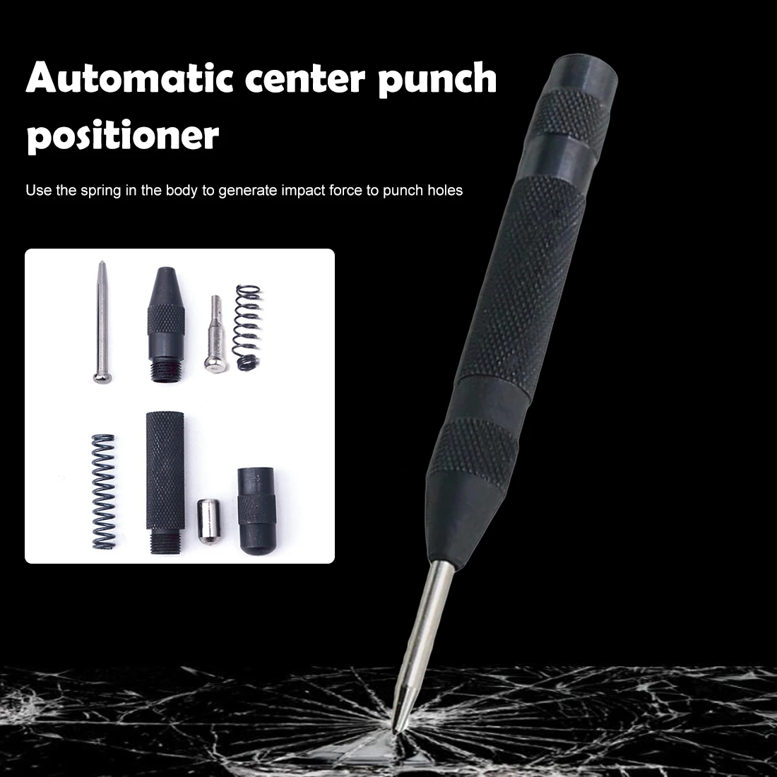 

Automatic Drill Center Punch Spring Loaded Center Punch Metal Drills Locator 5 Inch Metal Woodworking Press Dent Marking Tool