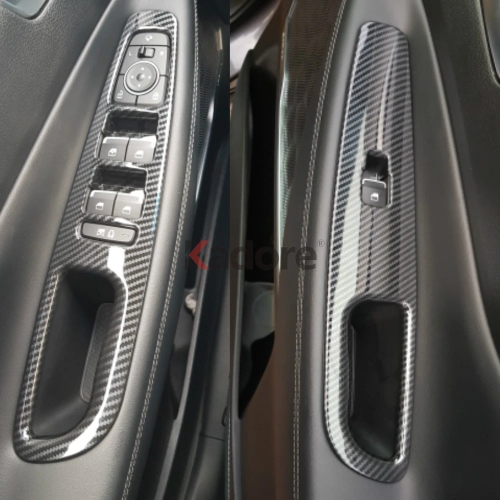 Для hyundai Santa Fe углеродное волокно стеклоподъемник кнопка включения крышка планки двери подлокотник Панель рамка аксессуары для интерьера