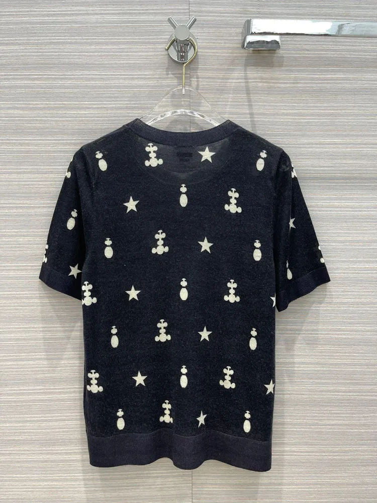 

Spring/Summer 2021 Women's New Look Casual Five-pointed Star Printed Jace short-sleeved wool top