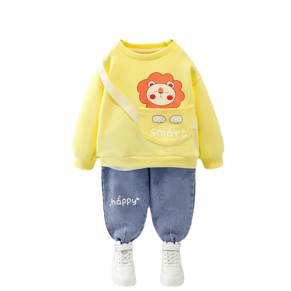 

Baby Clothes Cute Toddler Girl Sets Long Sleeve Cartoon Hoodie+Jeans Two Piece Newborn Boy Outfit Cotton Casual Infant Kids Suit