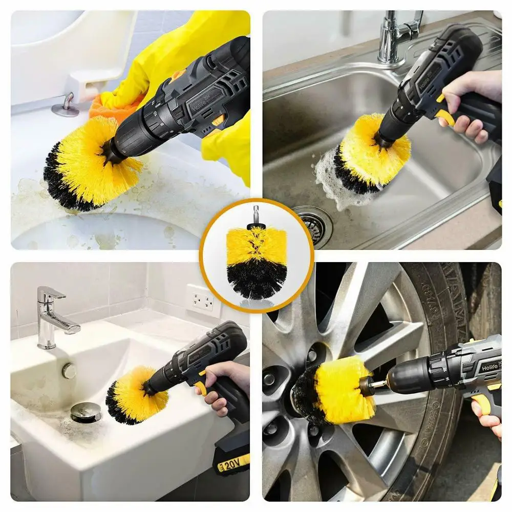 

Hurry Up New drill brush set 4 pack kit Cleaning Brush For Carpet Glass Car Tires Nylon Brushes