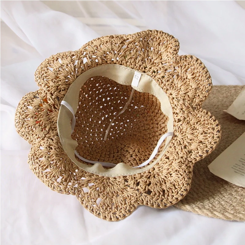 

Kids Baby Girl Summer Breathable Hats Straw Cap Children Beach Capsunscreen Flower Bow Seaside Holiday Hat