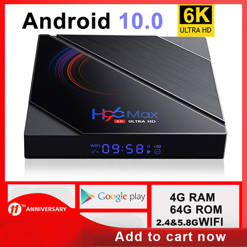 

TV Box android 10 4G 64GB 6K Android TV Box 2020 H96 MAX H616 Smart TV Box LEMFO 2.4G 5.8G WIFI Google Voice Set Top Box H96max