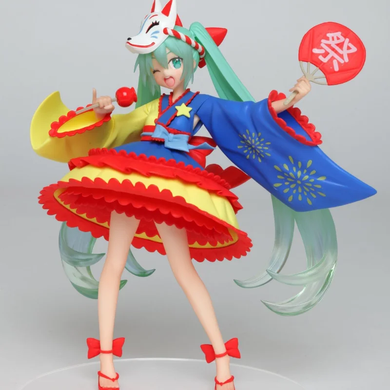 

Bandai Anime Model Hatsune Miku Clothes Clothes Summer Festival Yukata PVC Movable Doll Collection Children Model Toy Gift
