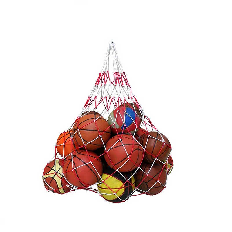 

Сетчатая Сумка для баскетбола, утолщенная вместительная сетчатая сумочка из полиэстера с прострочкой красного и белого цветов, мешок для п...