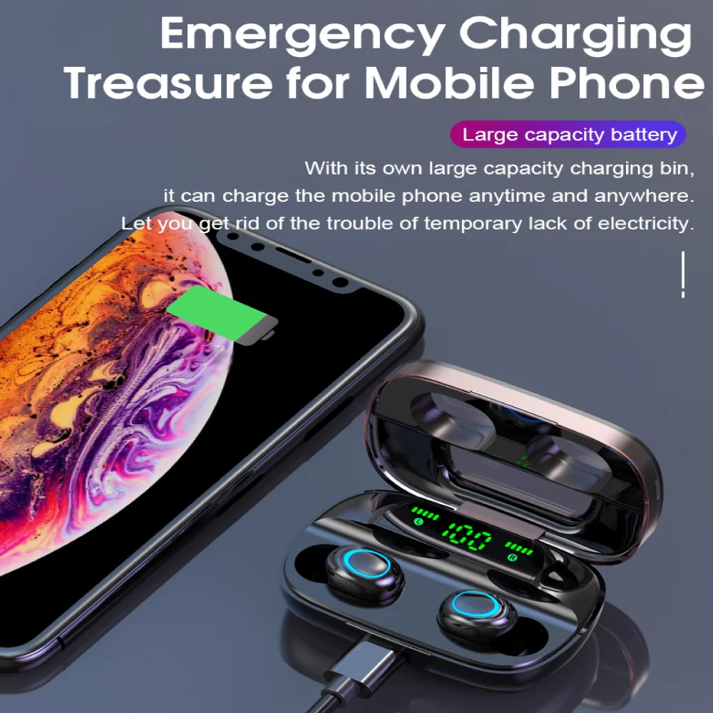 TWS Bluetooth наушники Willkey S11 с басами и микрофоном светодиодный дисплей 3500mah 6 часов