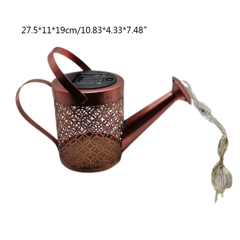 

69HF Solar Powered Garden Art Light Hollow Out Kettle Watering Can String Lamp Decor