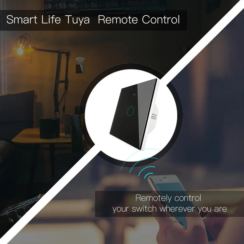 WiFi умный настенный светильник со стеклянной панелью RF433 & Wi Fi Smart Life Tuya APP