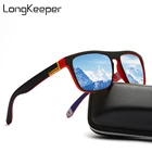 Мужские квадратные солнцезащитные очки LongKeeper, классические поляризационные солнцезащитные очки в стиле ретро, зеркальные очки для вождения, UV400