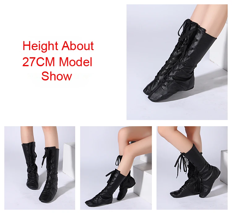 Женские высокие танцевальные ботинки из натуральной кожи с боковой молнией обувь для балета йоги фитнеса