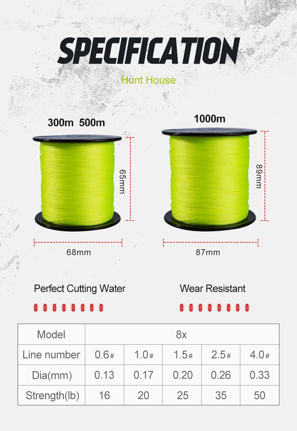 Hunthouse 8 нитей рыболовные PE лески оплетка 300 м 500 м 1000 м плетеная леска 8 плетеная леска 4 нити 16 25 35 50 фунтов Сделано в Японии