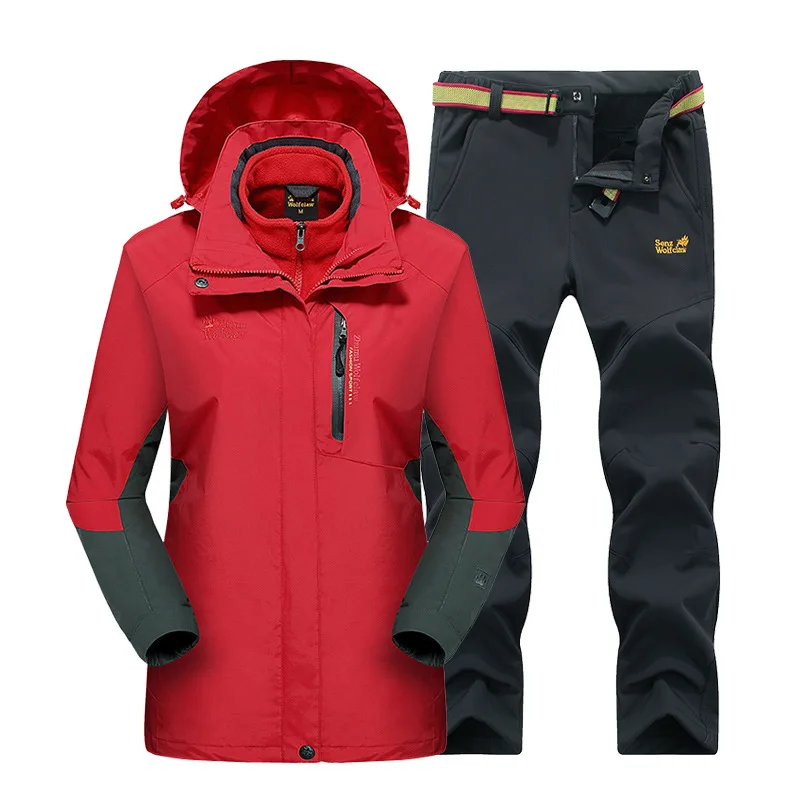 Лыжный костюм мужской для сноуборда флисовая куртка + штаны утепленные
