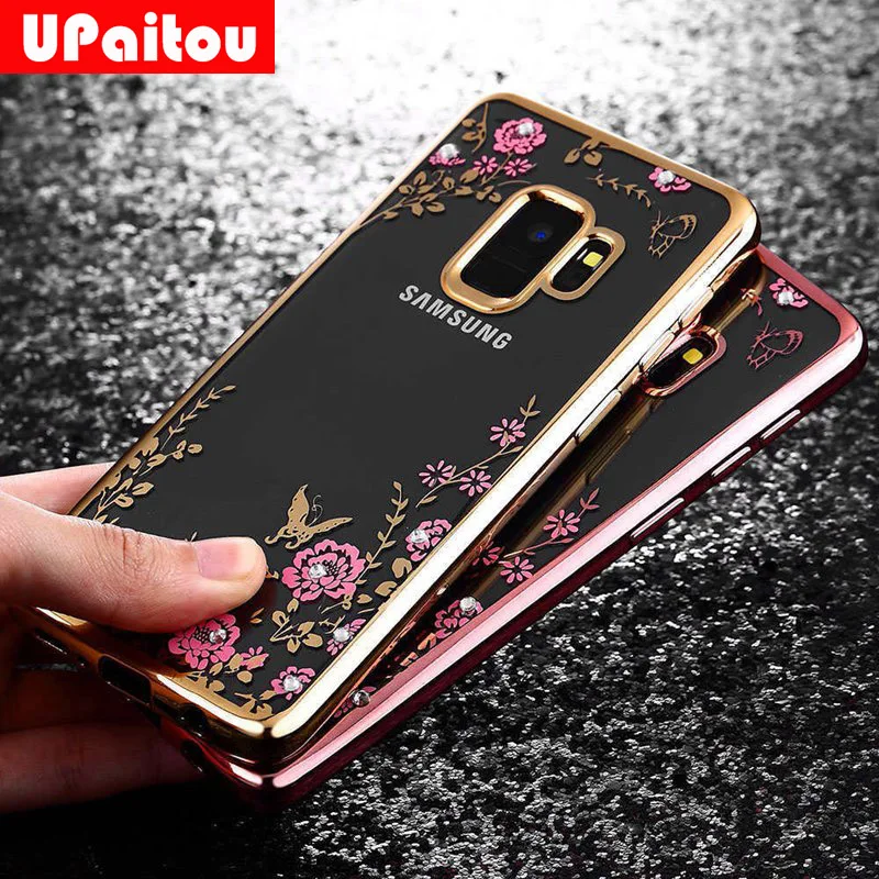 Чехол UPaitou из мягкого ТПУ с бриллиантами для Samsung Galaxy J4 J6 J8 J3 J5 J7 J2 Pro Prime A3 A5 A7 2016 2017 A6