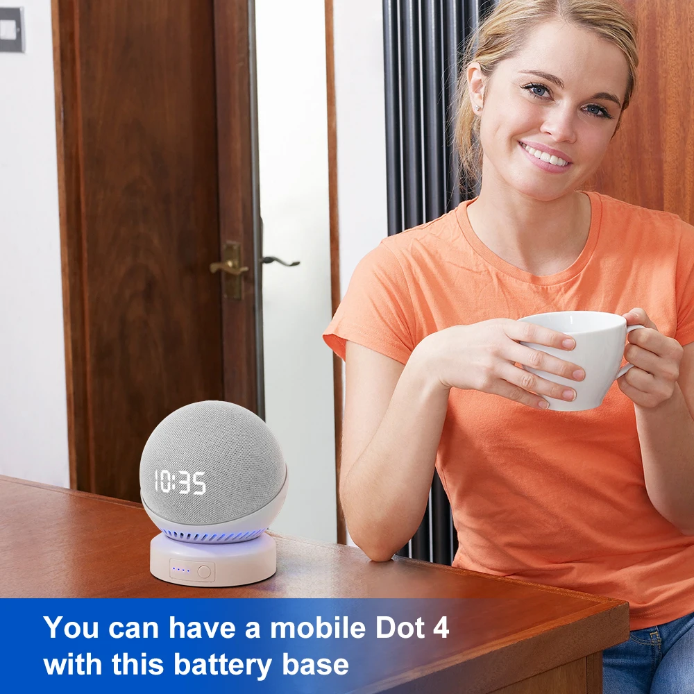 battery base for echo dot 4th generation alexa speaker portable wireless charger power bank for echo dot 4 holder mount stand free global shipping