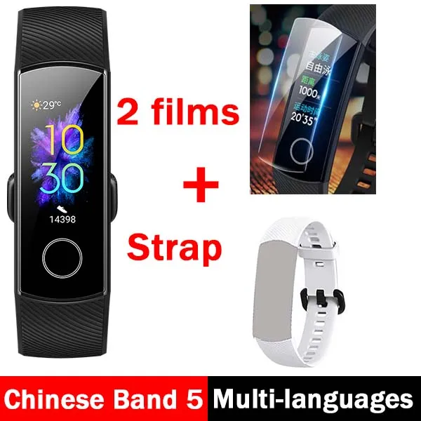 CN bk N 2F N white S Умный Браслет huawei Honor Band 5, 4, 0,95 дюйма, трекер, умный OLED, для плавания, водонепроницаемый, Bluetooth, фитнес-трекер, сенсорный экран - Цвет: CN bk N 2F N white S