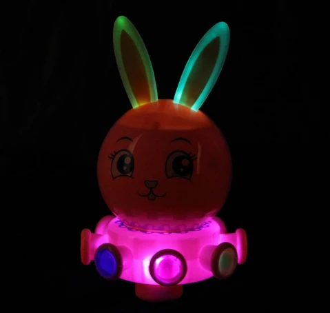 Flash Cute Rabbit Plastic Electric Pets Universal Wheel Rotating Obedient Rabbits Music Lights Children's Toys Gifts Kids Toy