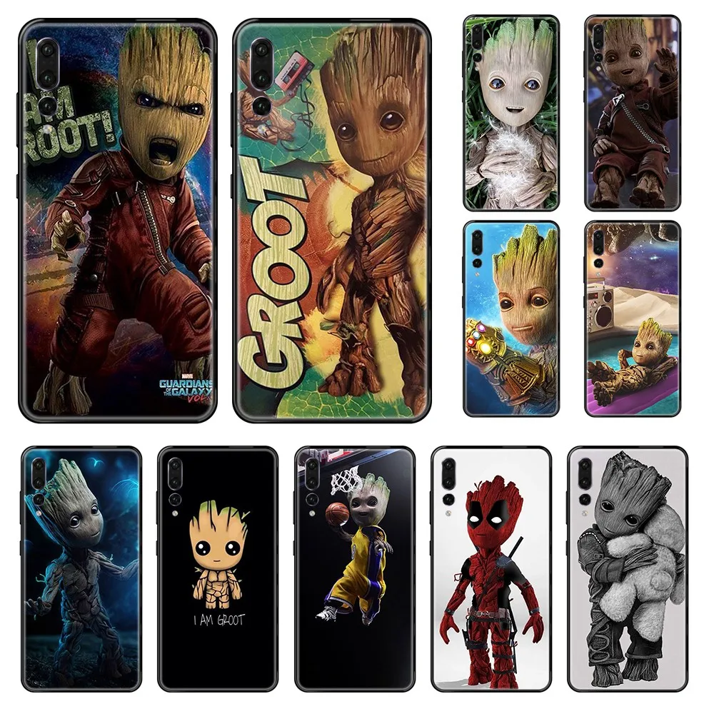 Чехол для телефона с изображением стражи Галактики Groot Marvel trend черный чехол Huawei P 8