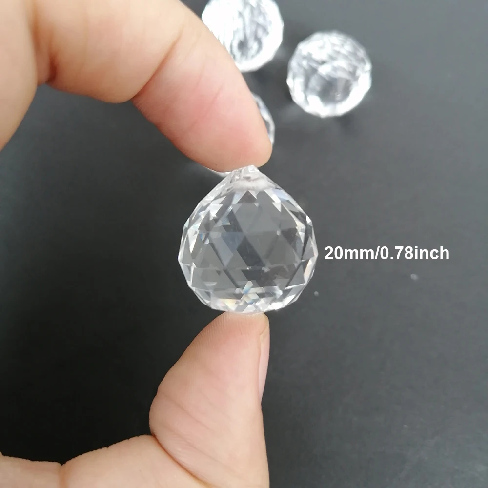 

Camal 5pcs 20mm Glass K9 Faceted Crystal Ball Pendant Prisms Lamp Lighting Part Hanging Chandelier Suncatcher Wedding Party DIY