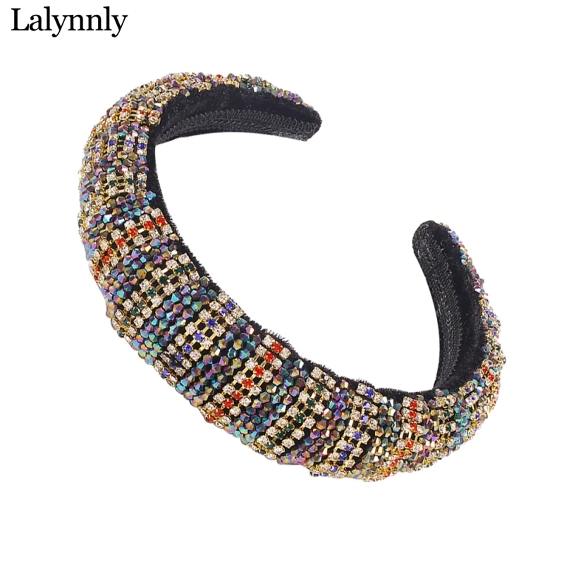 Полный Rhinestone резинки для волос ZA обруч цветные бусы ободок Девушки Женщины