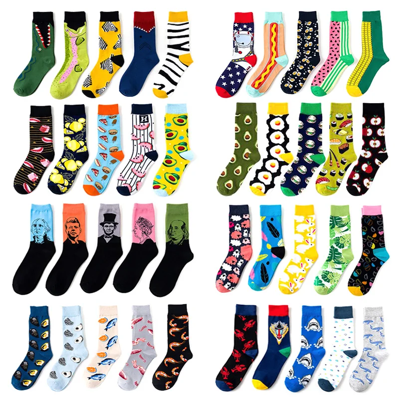 

5 Pairs Women Cotton Funny Socks With Print Cute Art Socks Men Autumn Winter Warm Fashion Casual Sock Happy Van Gogh Crew Socks