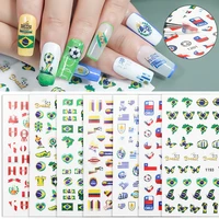 fashion adhesive world cup football nail decal brazil argentina flag nail art sticker 3d manicure decoration accessories7 8x10cm