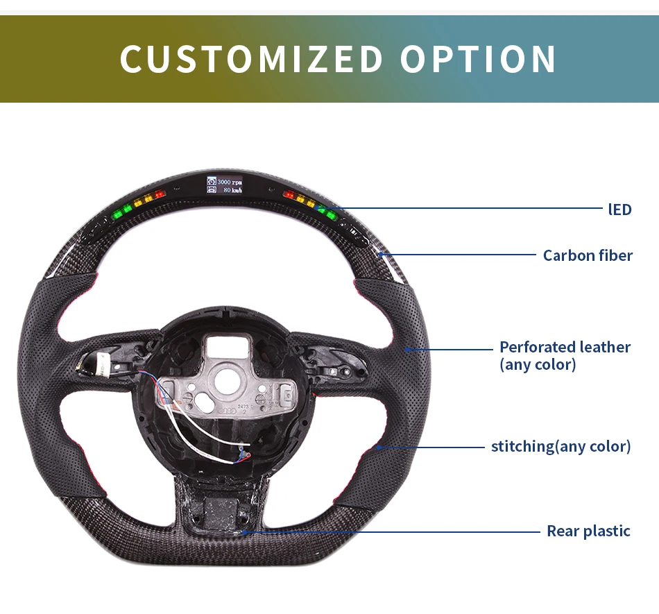 

New Fashion Racing Car Modified Car LED Steering Wheel For Audi RS3-RS7 2012-2016/S3 2014-2017/S4 2013-2015/S5 2012-2016