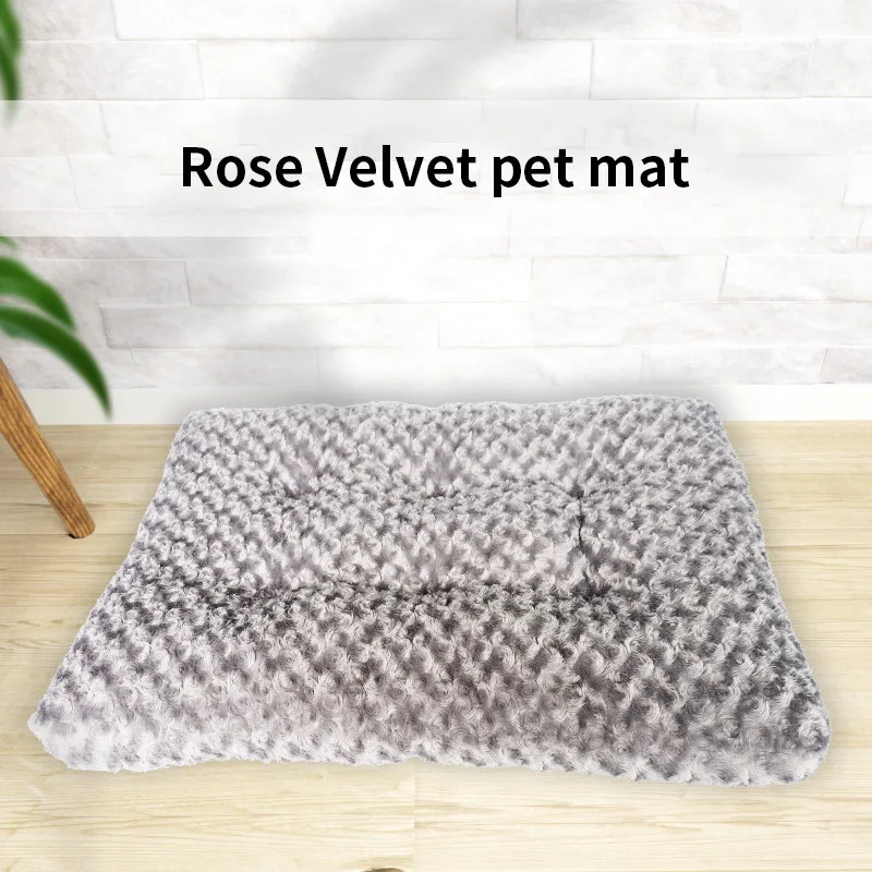 

Anti-Slip Pet Cat Dog Mats Pad Gray Soft Thick Warm Velvet Plush Mattress Beds S/M/L/XL