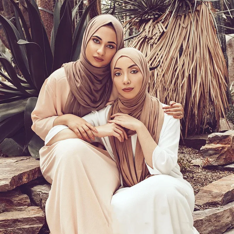

Модный мусульманский хиджаб из Джерси шарф большой размер длинные шали головные уборы исламский платок женский мусулман простой хиджаб