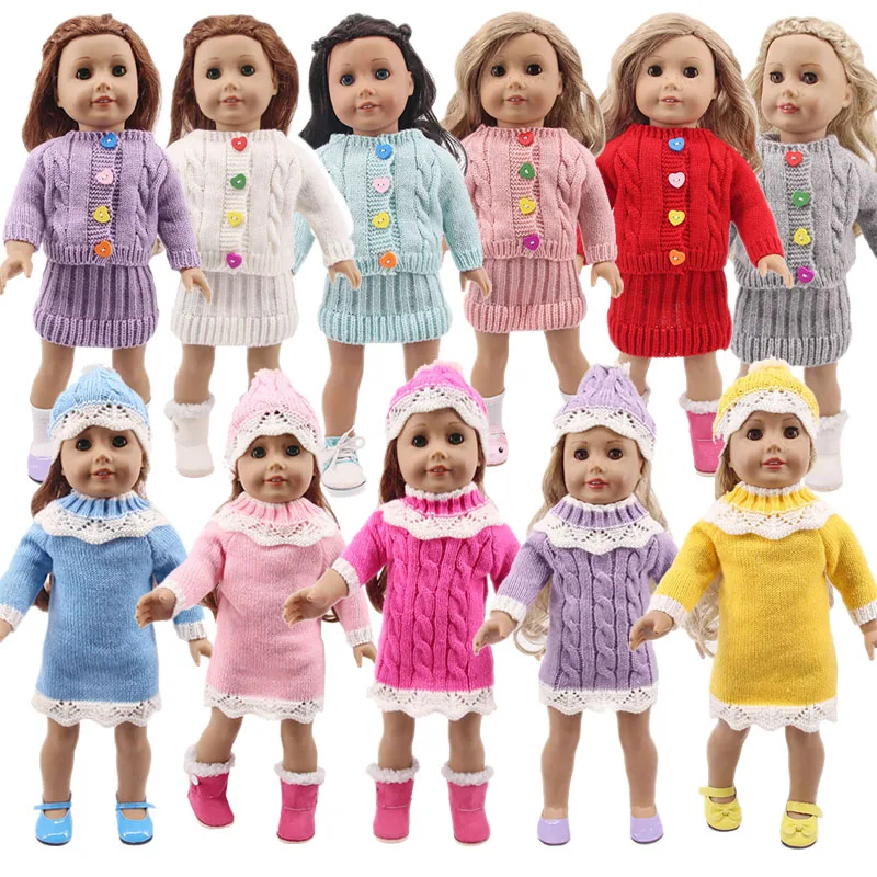 Детская кукла вязаный свитер шапка платье для 18 дюймового американского